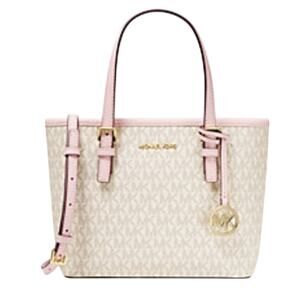 MICHAEL KORS TOP-ZIP TOTE BAG JET SET TRAVEL EXTRA-SMALL LOGO POWDER BLUSH MULTI